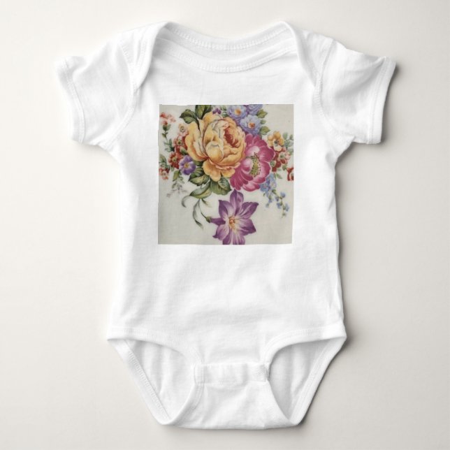 Elegance: Porcelain-Inspired T-Shirt Baby BodySuit (Front)