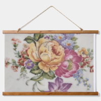 Elegance: Porcelain-Inspired Wood Topped Tapestry