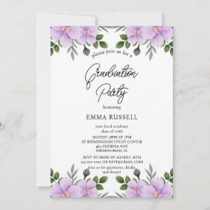 Elegance Purple Floral Graduation Party Invitation