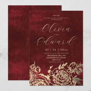 Elegance Romantic Burgundy Wedding Invitation
