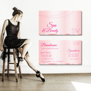 Elegance Rose Pink Glamourous with Monogram Modern Business Card