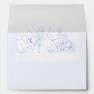 Elegance Rustic Blue Wildflower Wedding Envelope