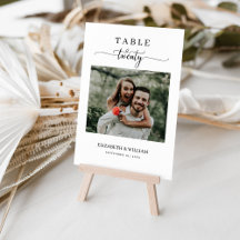 Elegance Script Photo Wedding Table No Twenty
