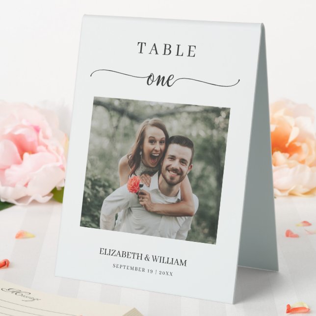 Elegance Script Photo Wedding Table Number One (In SItu (Wedding))