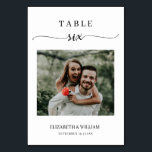 Elegance Script Photo Wedding Table Number Six<br><div class="desc">Modern and elegant design printed Elegance Script Modern Photo Wedding Table Number Six that can be customised with your text and add each table number card to your cart, one by one. Please click the "Customise it" button and use our design tool to modify this template. Check out the Graphic...</div>