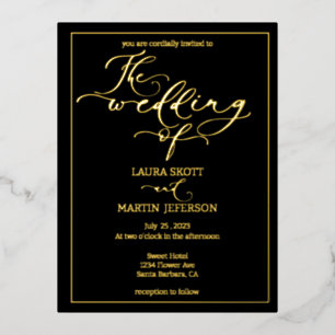 Elegance Script text based Foil Holiday Postcard