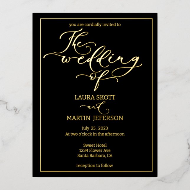 Elegance Script text based  Foil Holiday Postcard (Front)