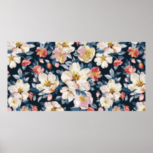 Elegance seamless pattern with blossoming apple tr poster