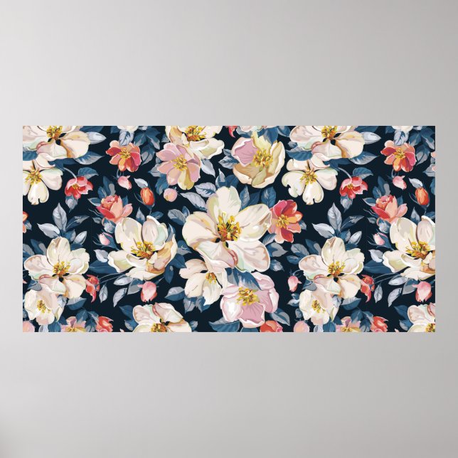 Elegance seamless pattern with blossoming apple tr poster (Front)
