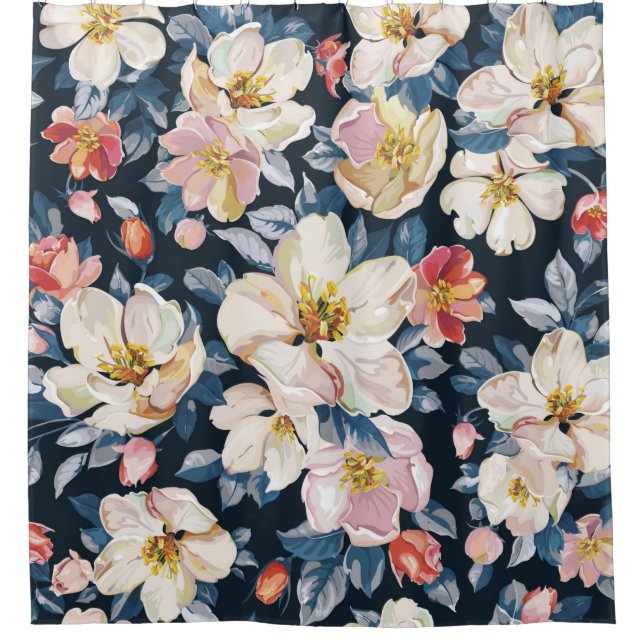 Elegance seamless pattern with blossoming apple tr shower curtain (Front)
