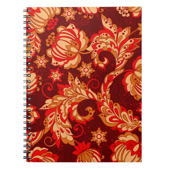 elegance seamless pattern with ethnic flowers, vin notebook (Front)