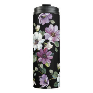 Elegance seamless pattern with flowers cosmos thermal tumbler