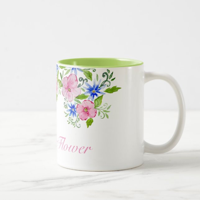 Elegance spring floral pattern Two-Tone coffee mug (Right)
