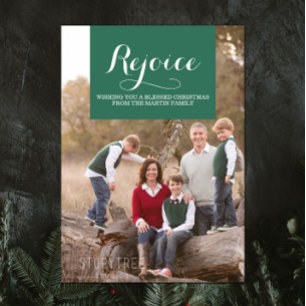 Elegance Squared Holiday Photo Card Green