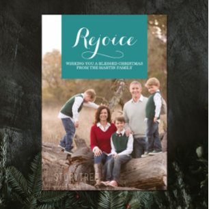 Elegance Squared Holiday Photo Card   Teal