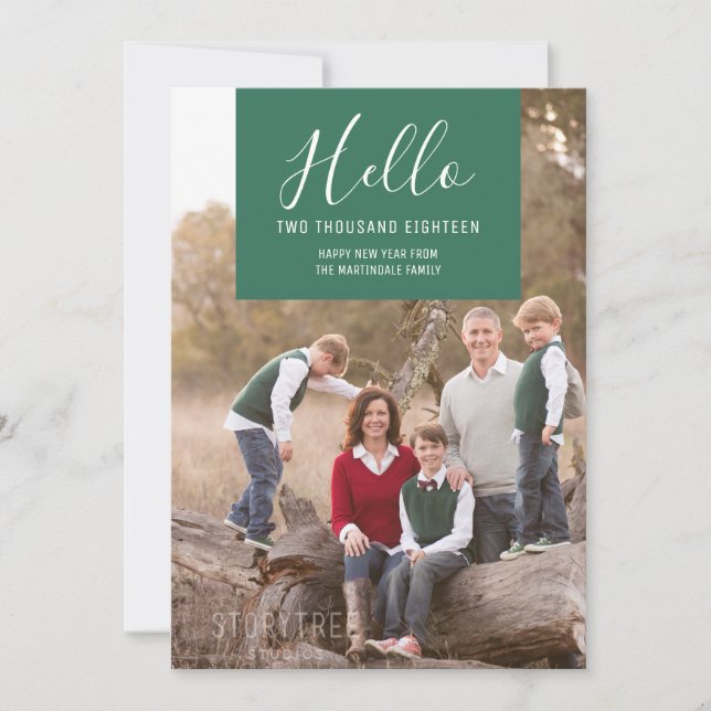 Elegance Squared New Year's Photo Card | Green (Front)