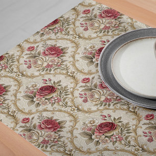 Elegance Unfurled Floral Damask Table Runner