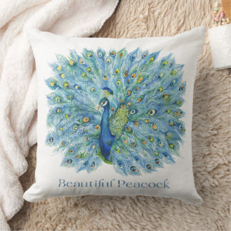 "Elegance Unveiled: Beautiful Peacock Pillow