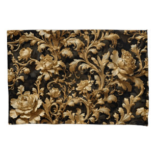 Elegance Unveiled: Black and Gold Flemish Baroque Pillowcase