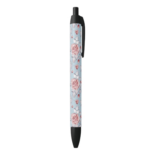 Elegance wallpaper pattern of pink roses 2 black ink pen (Bottom (Vertical))