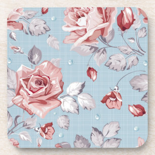 Elegance wallpaper pattern of pink roses 2 coaster