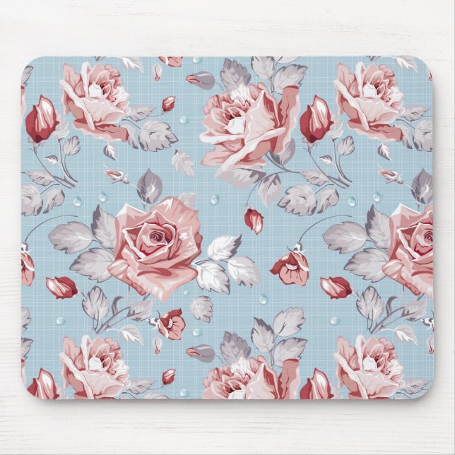 Elegance wallpaper pattern of pink roses 2 mouse pad (Front)