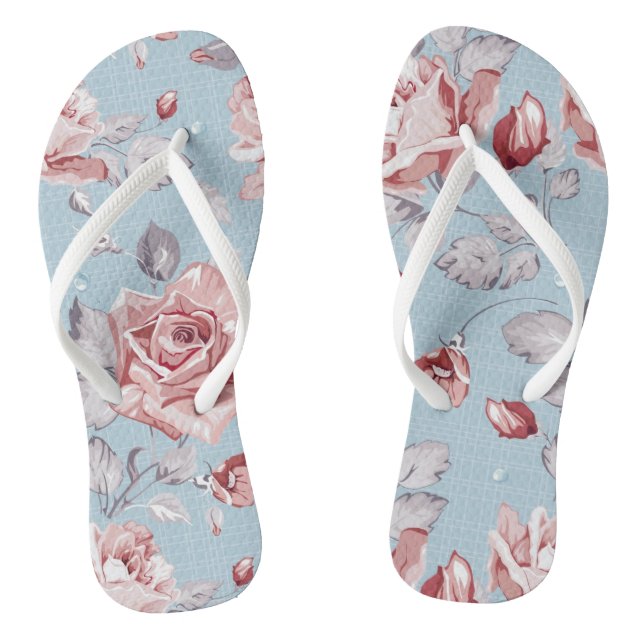 Elegance wallpaper pattern of pink roses 2 thongs (Footbed)