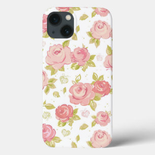 Elegance wallpaper pattern of pink roses 3 iPhone 13 case