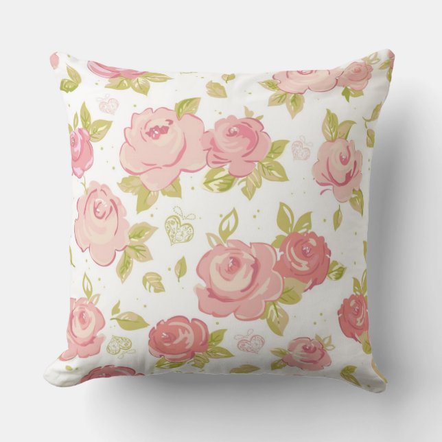 Elegance wallpaper pattern of pink roses 3 cushion (Front)