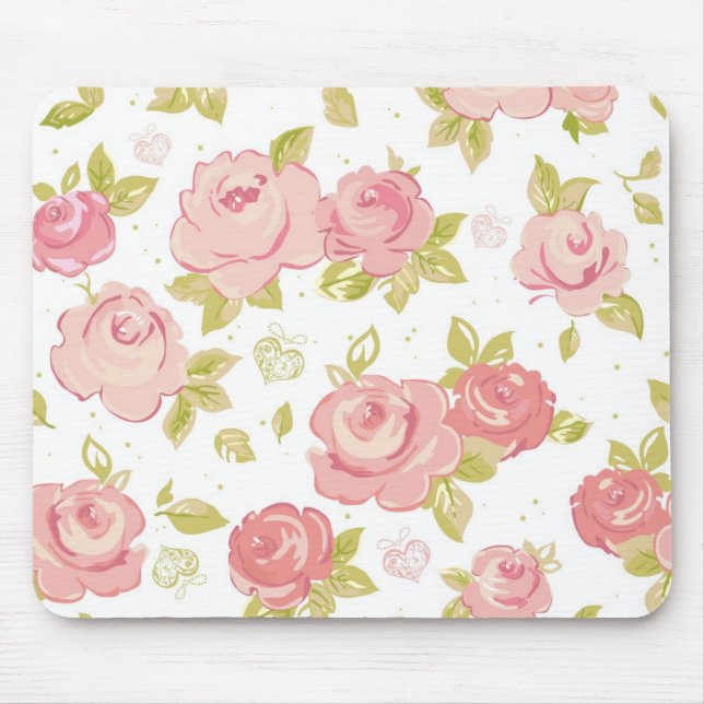 Elegance wallpaper pattern of pink roses 3 mouse pad (Front)