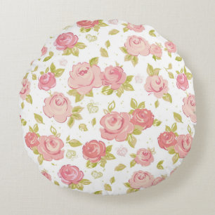 Elegance wallpaper pattern of pink roses 3 round cushion
