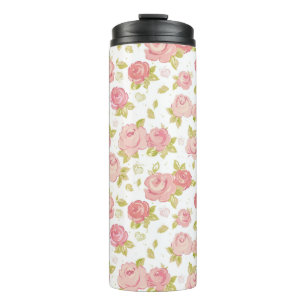 Elegance wallpaper pattern of pink roses 3 thermal tumbler