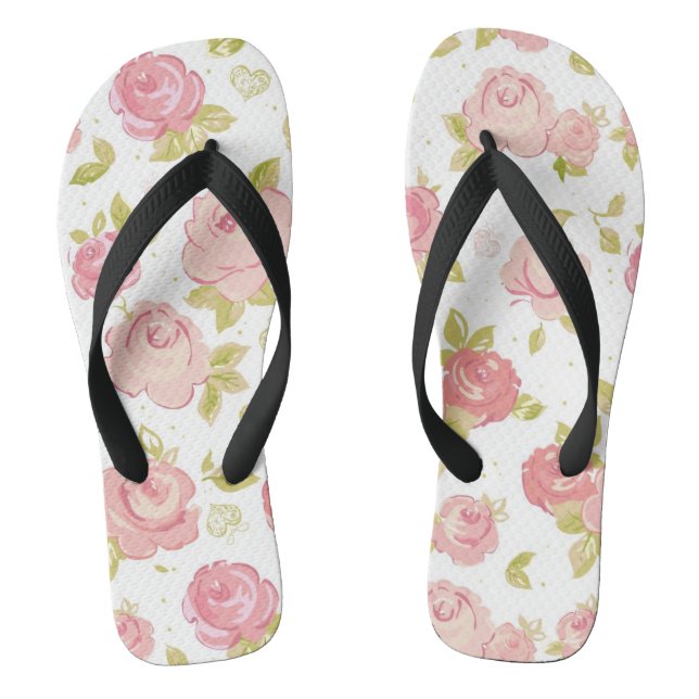Elegance wallpaper pattern of pink roses 3 thongs (Footbed)