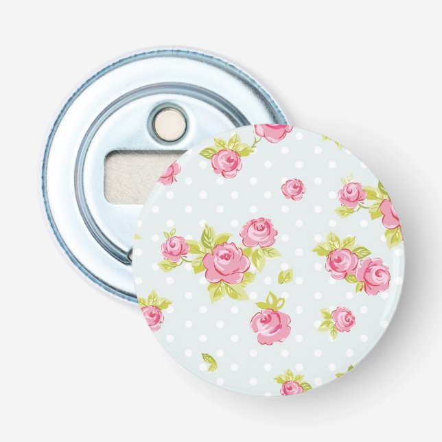 Elegance wallpaper pattern of pink roses 4 bottle opener (Front)