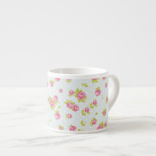 Elegance wallpaper pattern of pink roses 4 espresso cup