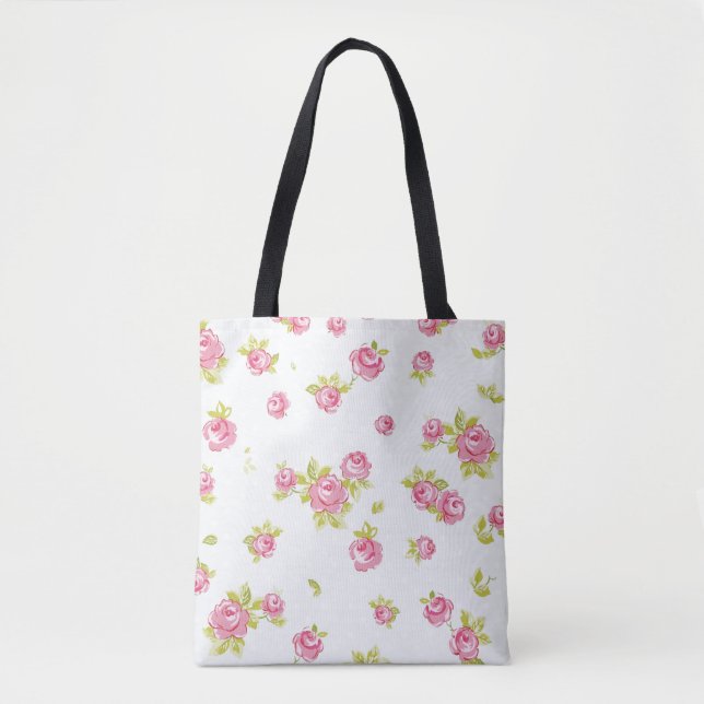 Elegance wallpaper pattern of pink roses 4 tote bag (Front)