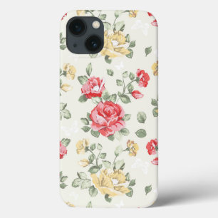 Elegance wallpaper pattern of pink roses iPhone 13 case