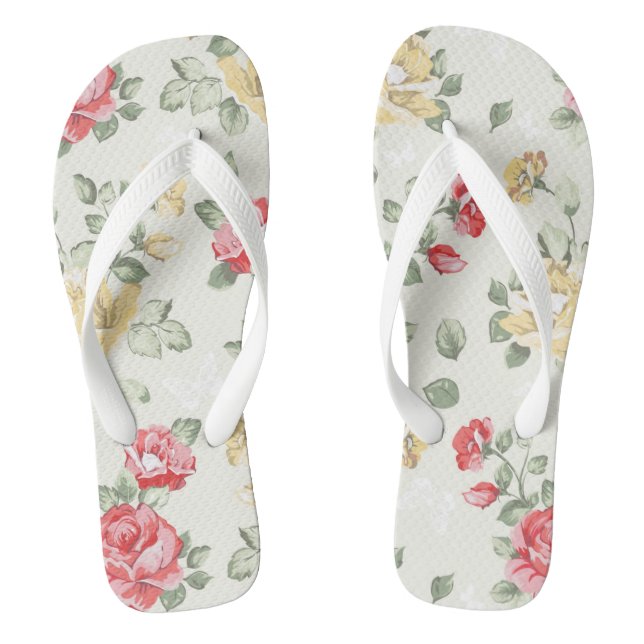 Elegance wallpaper pattern of pink roses thongs (Footbed)