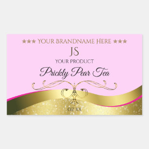 Elegance Wavy Gold Decor Light Pink Monogram Label