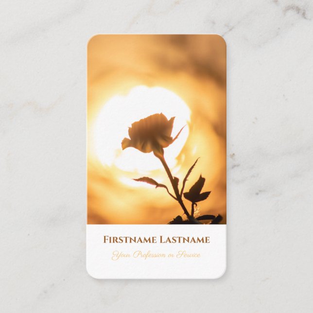 Elegant 100% natural organic golden rose style business card (Front)