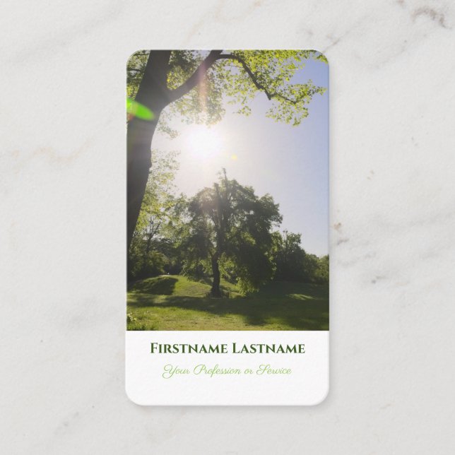 Elegant 100% natural organic green garden style business card (Front)