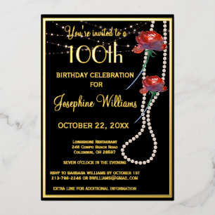 Elegant 100th Birthday Black REAL Gold 