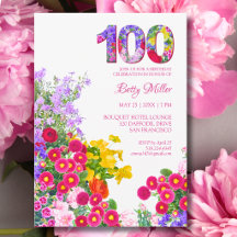Elegant 100th Birthday Garden Party Floral 