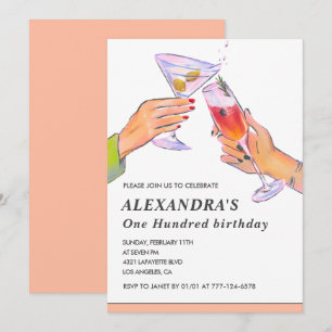 Elegant 100th birthday invitations Cocktail Party