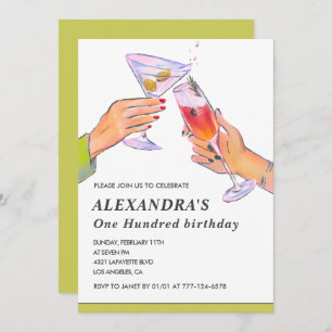 Elegant 100th birthday invitations Cocktail Party