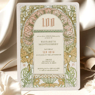 Elegant 100th Birthday Invite Art Nouveau Mucha