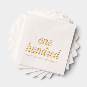 Elegant 100th Birthday Modern Gold Foil Napkins