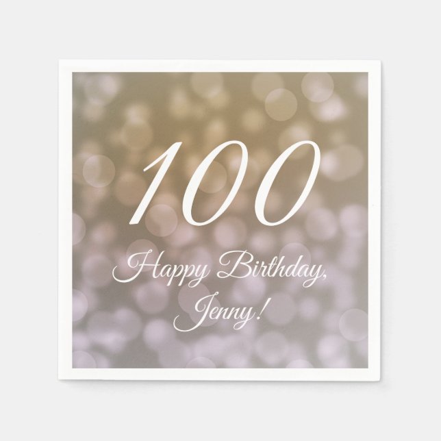 Elegant 100th Birthday Napkins For Her  (Front)