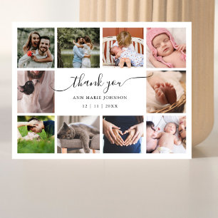 Elegant 10 Photo Collage Baby Shower Thank You Holiday Postcard