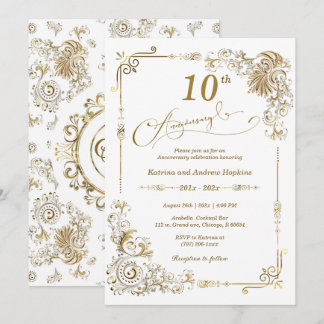 Elegant 10 year Anniversary Invitation